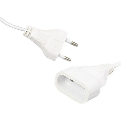 Rallonge électrique (2 P) M/f - 2 X 0.75mm² - 6a - Blanche - 5m - Erard (1/2)
