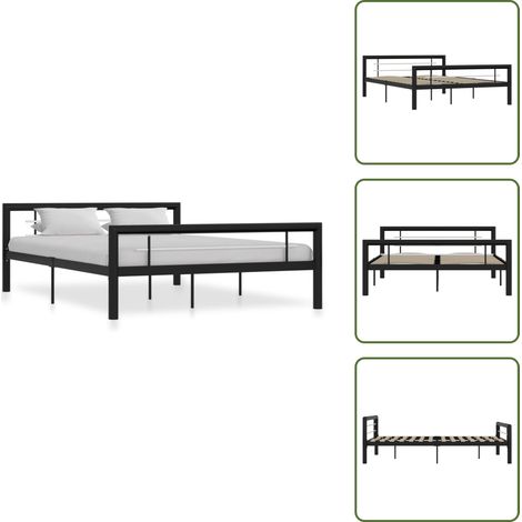 Bettgestell Schwarz und Weiß Metall 120x200 cm - Metallbett - Doppelbett - Boxspringbett - Bettgestell - Schlafraum (1/5)