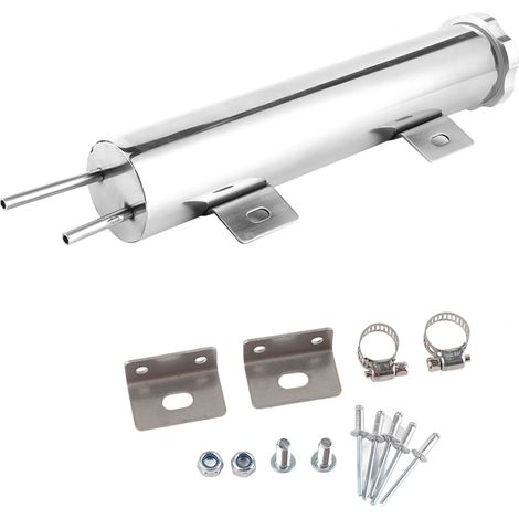 2x10po Kit de réservoir de débordement en acier inoxydable poli, 14oz, radiateur de liquide de refroidissement pour moteur Ford (1/5)