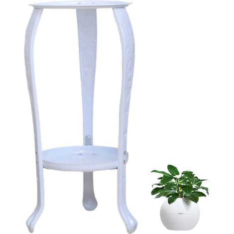 Étagère à fleurs en fer forgé de style européen, pour balcon, intérieur ou cour, avec support à deux niveaux pour pots de fleurs. (1/5)
