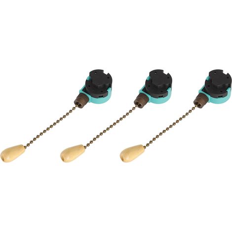Interrupteur à tirette pour plafonnier (lot de 3), 3 vitesses, 4 fils, compatible avec ventilateurs de plafond, lampes et appliques murales, bronze.