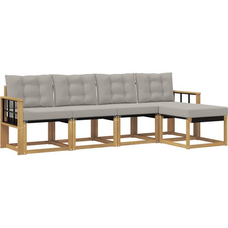 Outdoor Sofa Set 5 pcs White and Light Grey vidaXL (1/5)