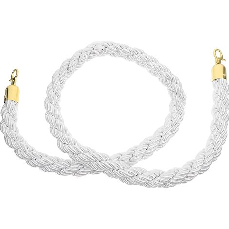 Barrière de Sécurité Poteaux en Acier Inoxydable et Corde Tressée Blanche Crochets pour Contrôle de Foule en Intérieur et Extérieur (1/5)