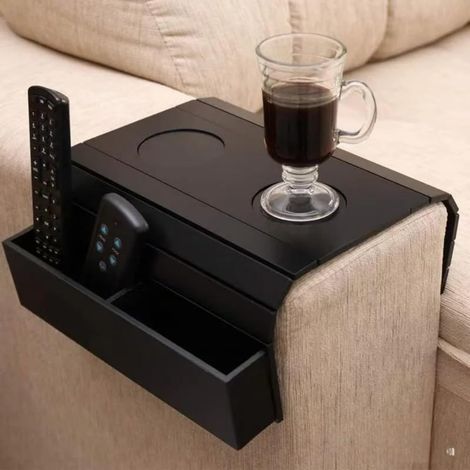 Sofa-Armlehnen-Tablett – 1 Stück – Naturholz – Klappbar mit Getränkehalter – Wohnzimmer, Büro, Schlafzimmer – 33 cm (1/5)