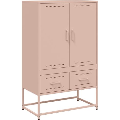Maison La Vie - Buffet haut pour salon - Meuble de rangement rose 68x39x111,5 cm acier bu1533