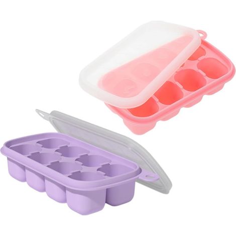 Ensemble de deux moules à glaçons en silicone, 8 compartiments carrés, facile à démouler, idéal pour le whisky et les fêtes, fabriqué en silicone de qualité alimentaire. (1/5)