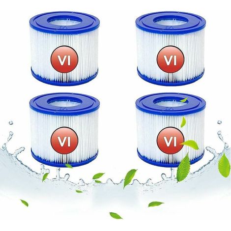 Cartuchos de filtro de repuesto para Bestway VI, cartucho de filtro VI para Lay-Z-Spa Miami, Vegas, Monaco-Size, filtro para jacuzzi, para Bestway 58323, 58239, 90352E (4 unidades) (1/5)