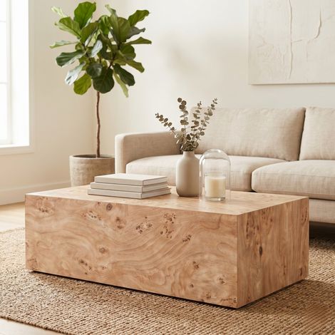 Table basse rectangulaire design minimaliste en effet bois, structure stable, pour salon, 90×50×30 cm, MDF couleur naturel (1/5)