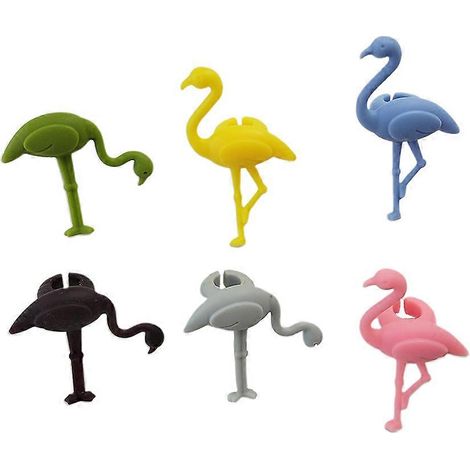 Marqueurs de verres à vin en silicone Glass Recognizer Flamingo pour fêtes (lot de 6) (1/5)