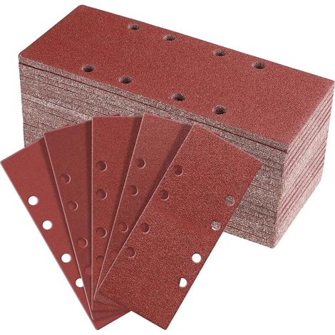 50 Pieces Papier Abrasif Rectangulaire Feuilles Abrasives pour Ponceuse Vibrante Papier de Verre Bois Metal Carrosserie Papier a Poncer Resistance aux Dechirures (1/5)