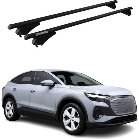 Menabo Dachträger Grundtäger kompatibel mit Audi Q4 e-tron 2021-2026 Aluminium 75kg Schwarz 2tlg Geschlossene Reling für Fahrradträger, Dachboxen, Skiträger Abschließbar (1/5)
