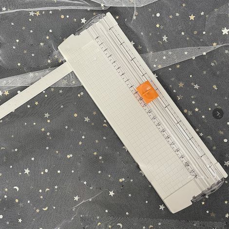 Coupe-papier pliant mini avec échelle transparente, sans bavures, en acier carbone pour scrapbooking, blanc (1/5)