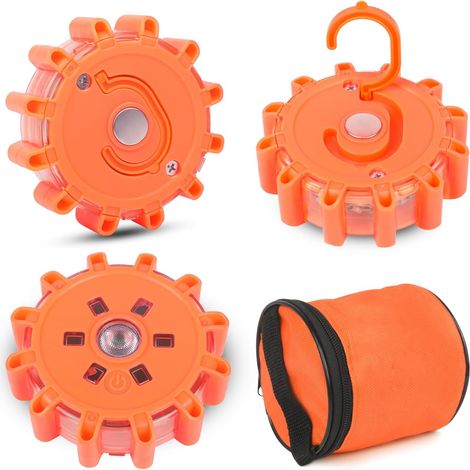3 Pièces Gyrophare LED, Fonction Synchronisation 4 Modes, Voyant D'avertissement de Voiture avec Aimant et Crochet, Étanchéité IP65, pour Sécurité Voiture, Chantier, Camping [Classe énergétique A+++] (1/5)