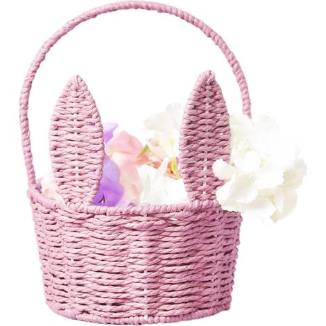 Panier De Pâques En Osier Tressé Avec Panier Lapin de Pâques en Osier Décorations Naturelles Et Classiques Pour Salon Terrasse Pique-Nique Fêtes De Pâques Maison Vacances (1/5)