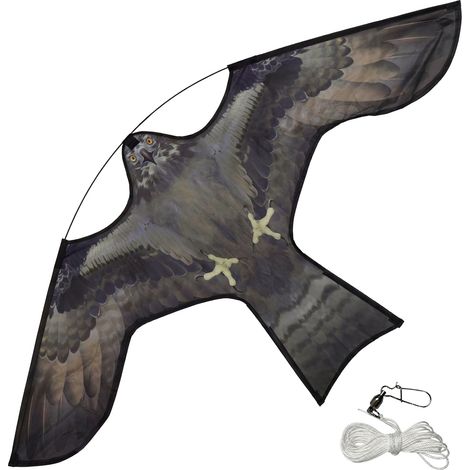 VOUNOT® Espantapájaros Cometa Voladora Cultivos Protector de Aves Halcón Ahuyentador Aves y Palomas para Jardín Granja Repelente Visual Pájaros sin Poste Modelo F