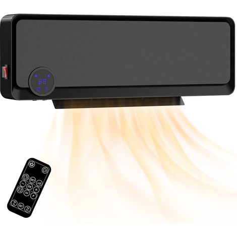 Radiateur électrique soufflant - chauffage électrique - HOMCOM - 3 niveaux de puissance, télécommande - PP - 56x11,7x18,5cm - noir (1/5)