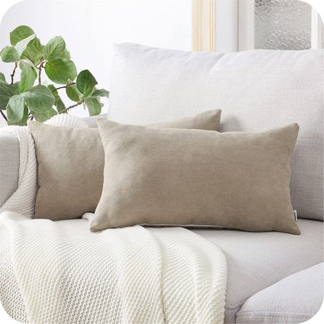 Taie d'oreiller 40x60 Lot de 2 Housse Coussin Caramel en Chenille Doux Decoration Chambre Ado Maison Salon de Coussin Canapé Lit Fauteuil de Bureau Scandinave Voiture de Couleur Uni (1/5)