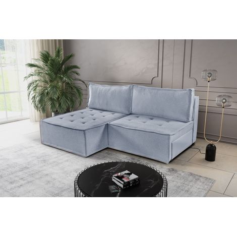 Bohoo Mini modernes Ecksofa mit Schlaffunktion Hellgrau Links (1/5)