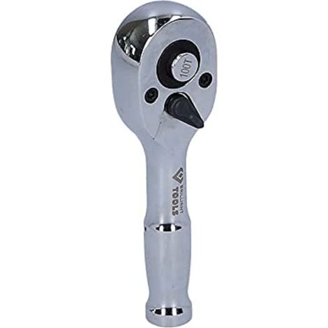 BRILLIANT TOOLS Carraca reversible mini de 1/4" con mango metálico, 100 dientes