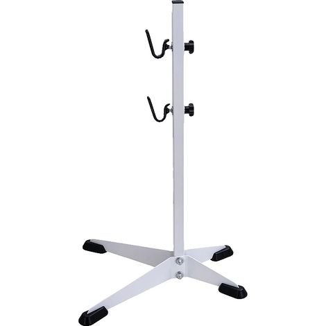Cavalletto per bicicletta, base antiscivolo, altezza regolabile, bianco (1/2)