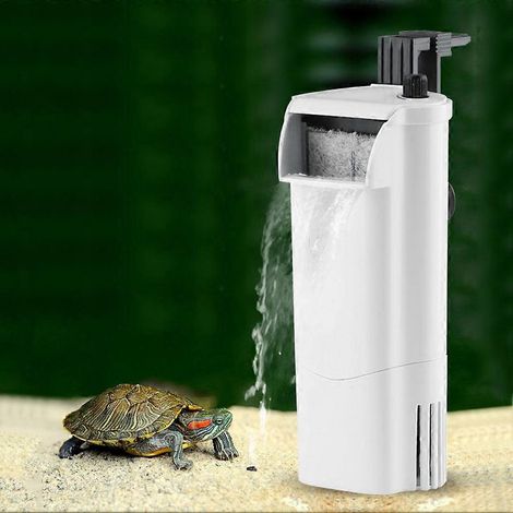Aquarium 3 en 1 pour tortues en eau peu profonde avec cascade, pompe de filtration silencieuse et purificateur d'eau intégré. (1/3)
