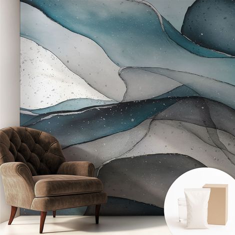 Papier peint intissé mural pour salon chambre à coucher tendance et originale - Colle incluse gratuite Vagues colorées 250x250 cm (1/5)
