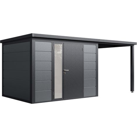Finnhaus Wolff Metall-Gerätehaus "Linnea 5223", felsgrau, 510 x 230 cm (1/5)