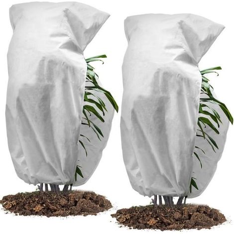 2 housses de protection hivernage pour plantes, 50g/m², 120x180cm, antigel, perméable à l'air, blanc (1/4)