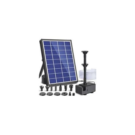 Fontaine solaire pour extérieur, 6,5 W, pompe de bassin solaire, avec protection améliorée contre la marche à sec et buses à double couche, tuyau de 1,5 m pour étang, bain d'oiseaux, jeu