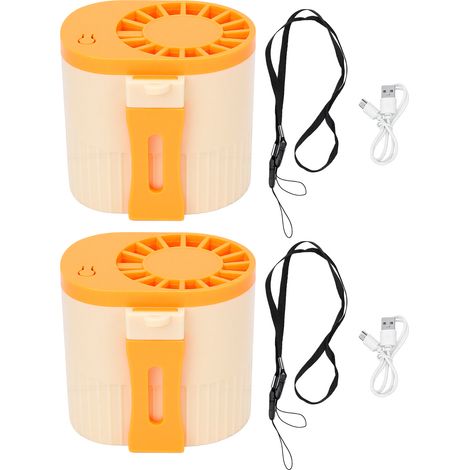 2 mini ventilateurs portables rechargeables par USB avec clip de taille et rotation à 360° pour une utilisation en extérieur. (1/5)
