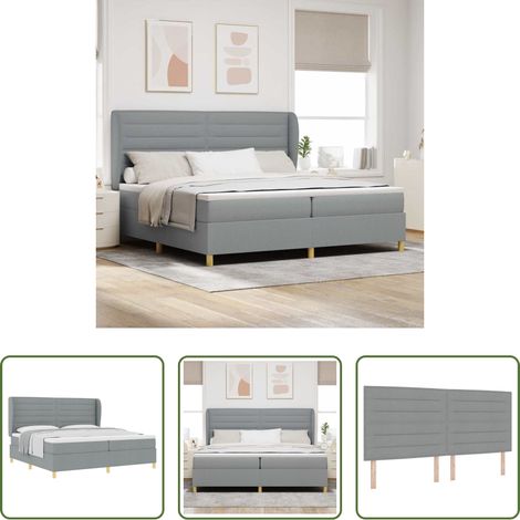 Matelas en tissu - Lit à ressorts avec matelas Gris clair 200 x 200 cm tissu (1/5)