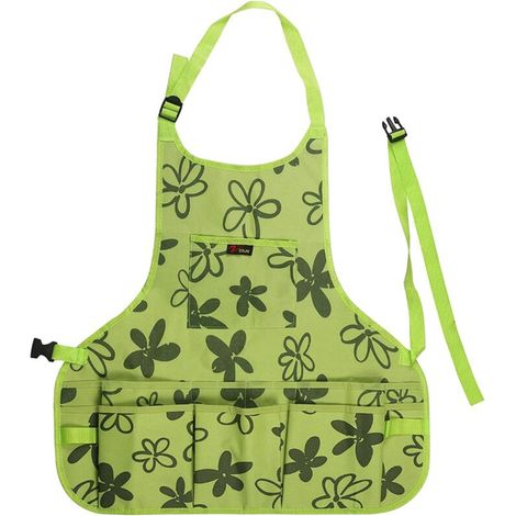 Tablier de Jardinage Femme avec Outils(Gants), Tablier de Jardin en Tissu Oxford 600D Tablier de Jardinage avec 14 Poches étanche pour Peintre Chef Coiffeurs Vert (1/5)