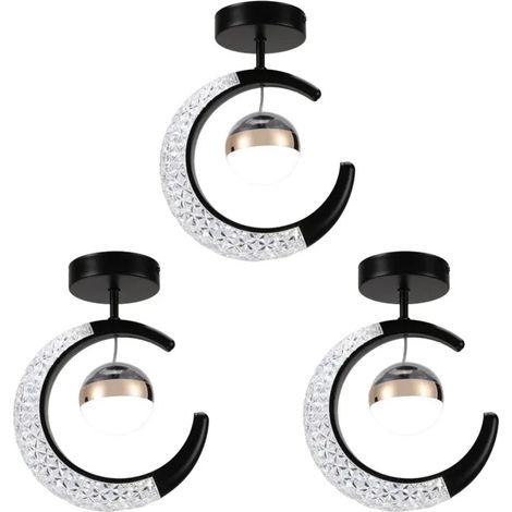 3pcs LED Plafonnier Moderne en Lune,16W Lampe de Projection Contemporain Abat-jour en Aluminium Lustre Vintage,Lumière froide (1/5)