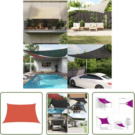 The Living Store Voile d'ombrage 160 g/m² Terre cuite 3/4x2 m PEHD - Parasol - Voile D'ombrage - Parasol Rectangulaire - Parasol Extérieur - Parasol Terre Cuite (1/5)
