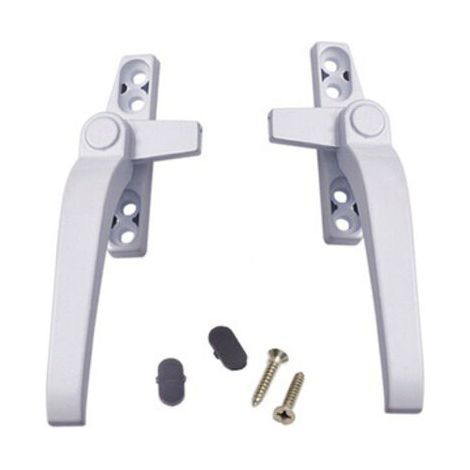 Left and right aluminum alloy windows with double glazed security lock - white straight rod 142 × 15 mm, 2 pieces (1/4)