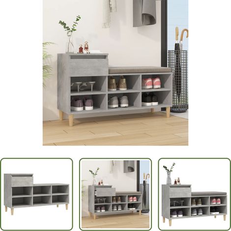 Schuhregal Beton -  Schuhregal Betongrau 102x36x60 cm Holzwerkstoff (1/5)