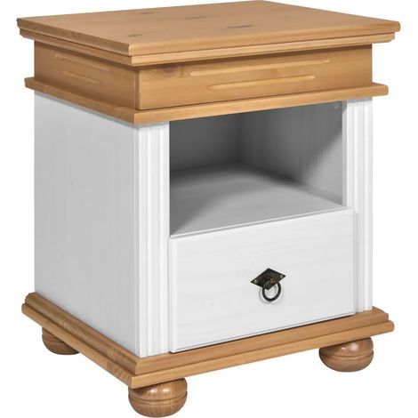 Comodino con Cassetto per Camera da Letto in Legno Bianco Rovere (1/5)
