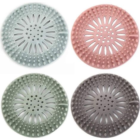 Set mit 4 Silikon-Abflusssieben – Badewannen-Abflussfilter – Küchen- und Badezimmer-Spülbeckenfilter (1/5)