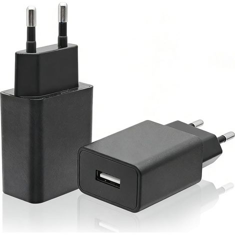 Adaptateur secteur USB 5V 2A 10W, chargeur prise européenne pour téléphones portables, moniteurs, casques audio, lampes de bureau, liseuses, tablettes et appareils pour enfants - (1 pièce) (Noir-2) (1/5)