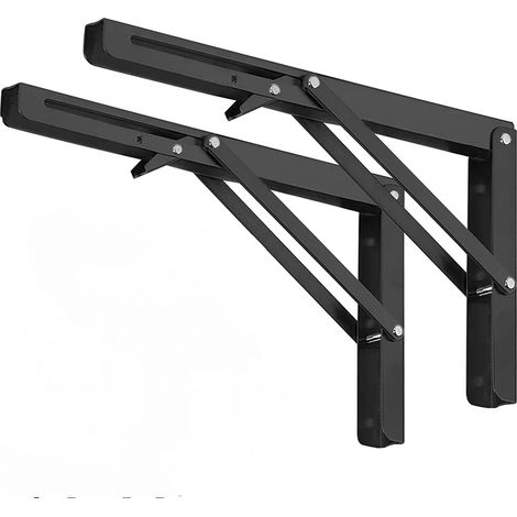 Folding Shelf Stand – Sturdy 20cm Stainless Steel Folding Triangle Stand (2-pack), Folding Table Hinges (1/5)