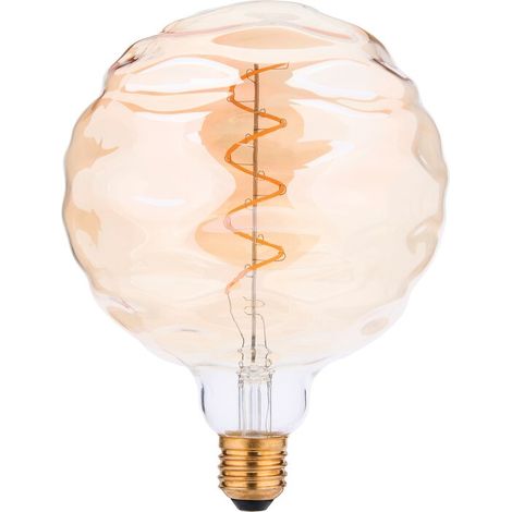 Ampoule LED globe ondulé à filament ondulé déco - Charme - Xxcell - E27 - 4 W - 280 lm - 2200 K - Dimmable - D. 150 mm - Ambrée (1/4)