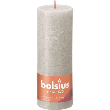 Bolsius Rustik Stumpenkerze sandgrau, Höhe 19 cm, Ø 6,8 cm Stumpen- und Kugelkerzen