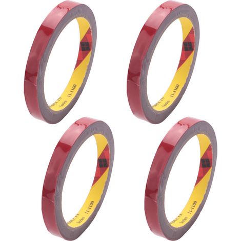 Adatto per 4 rotoli di nastro adesivo super resistente biadesivo permanente, adatto per uso automobilistico, rosso, 12 mm x