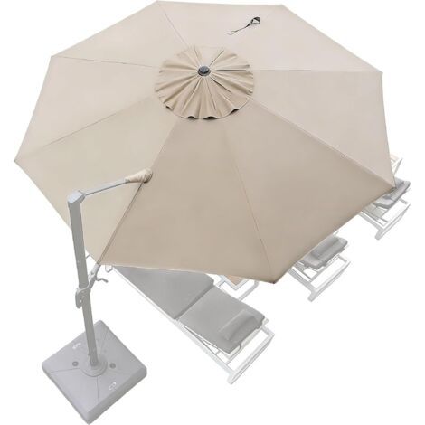 8-Rib Parasol Canopy, 3m/3.5m, Cantilever Garden Parasol Cover, Replacement Awning, Patio Umbrella Canopy, UV Protection, Replacement Cover (Light Khaki, 3.5m) (1/5)