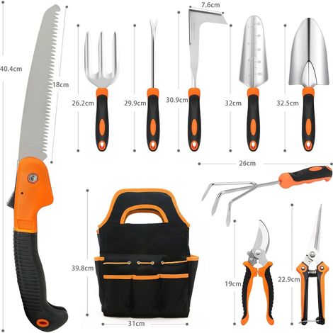 Set di 10 attrezzi da giardino professionali per uomo e donna - Pale, rastrelli, vanghe ideali per giardinaggio e orti - ALTRO (1/3)