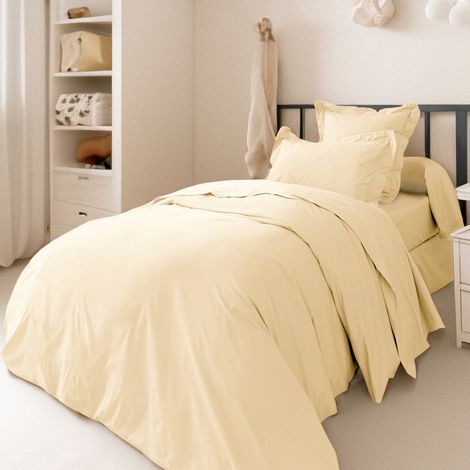 Housse de couette percale de coton peigné "Julian" toutes dimensions Coton Pur - Julian Ivoire - 140 x 200 cm - Julian Ivoire - (1/2)