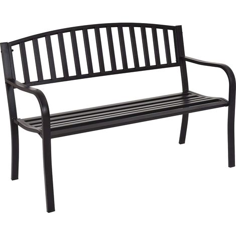 COSTWAY Banco con Respaldo Banco de Hierro Fundido Banco con Estructura de Acero Carga hasta 240kg Banco para Jardín Parque Terraza Exterior (1/5)