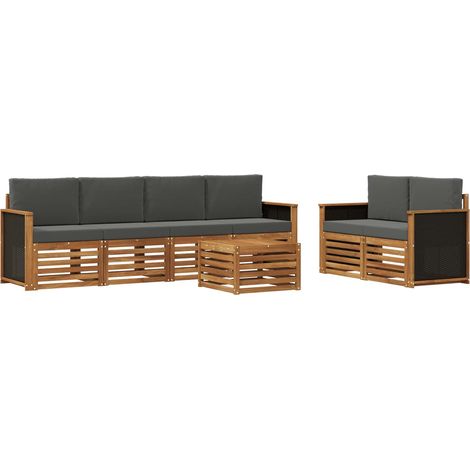 Outdoor Sofa Set 7 pcs Natural and Anthracite Solid Acacia Wood vidaXL (1/5)