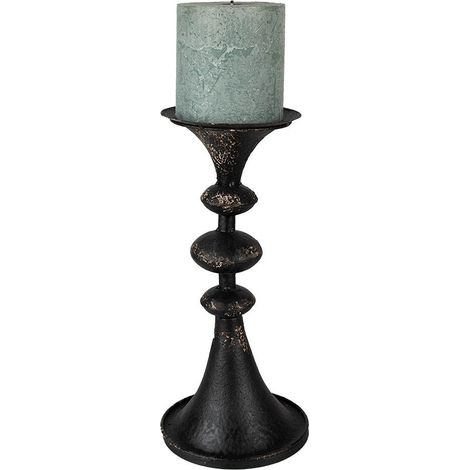 Chandelier Bougeoir Décoratif en Métal Noir Style Industriel Robuste Ø 15 x 34 cm - PANGIVO (1/2)