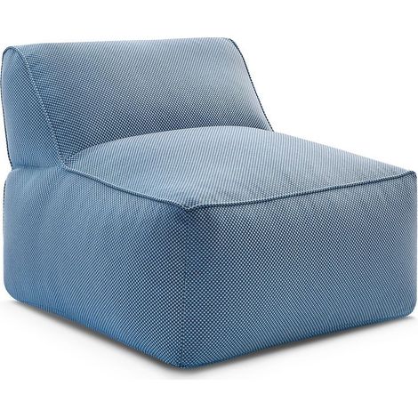 BOBOCHIC - Chauffeuse 1 place sans accoudoir pour canapé de jardin modulable RIVIERA tissu chiné Bleu foncé (1/5)